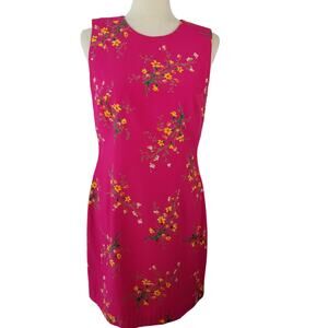 Laundry Shelli Segal Pink Green Yellow Floral Dress Excellent Size 8 USA Made